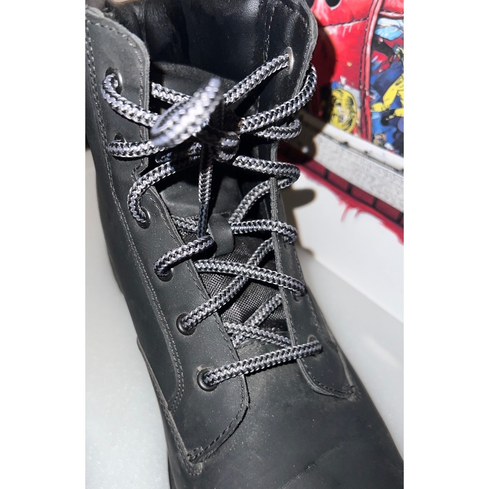 Mens Black Work Boots Lace Up Ankle Lug Sole MNOT42CA017 Size 11 - Picture 2 of 7